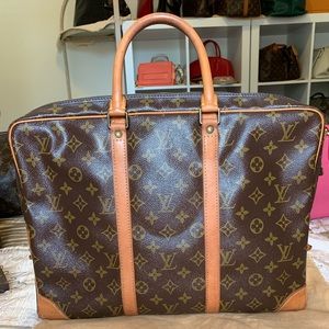 Louis Vuitton Monogram Canvas Laptop Bag with Tan Accents